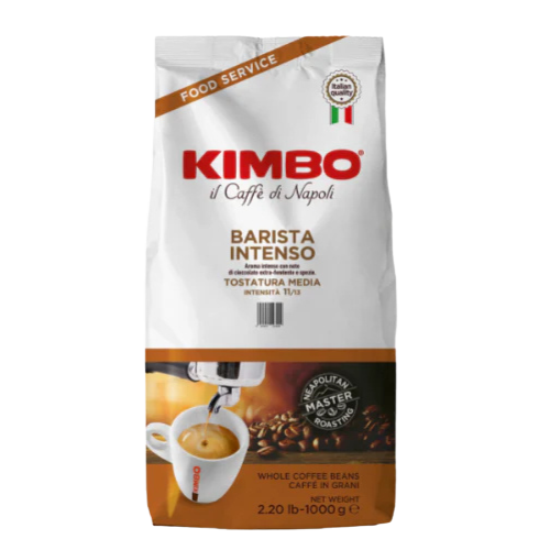 Kimbo Barista Intenso coffee beans 1kg packaging on a white background