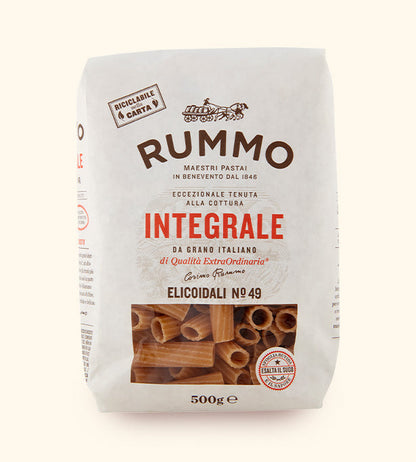 Rummo Wholewheat Elicoidali 500g, Pasta package with 'Rummo' branding on a white background